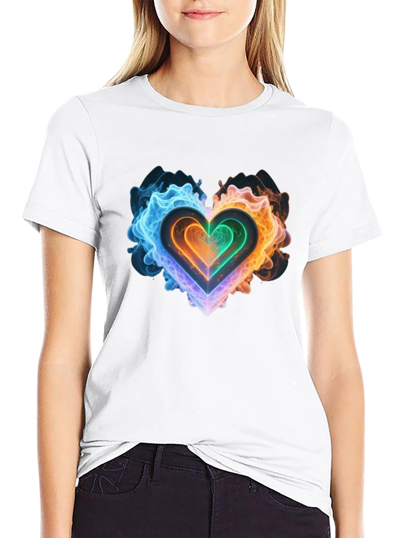 Fiery Heart Graphic Black T-Shirt