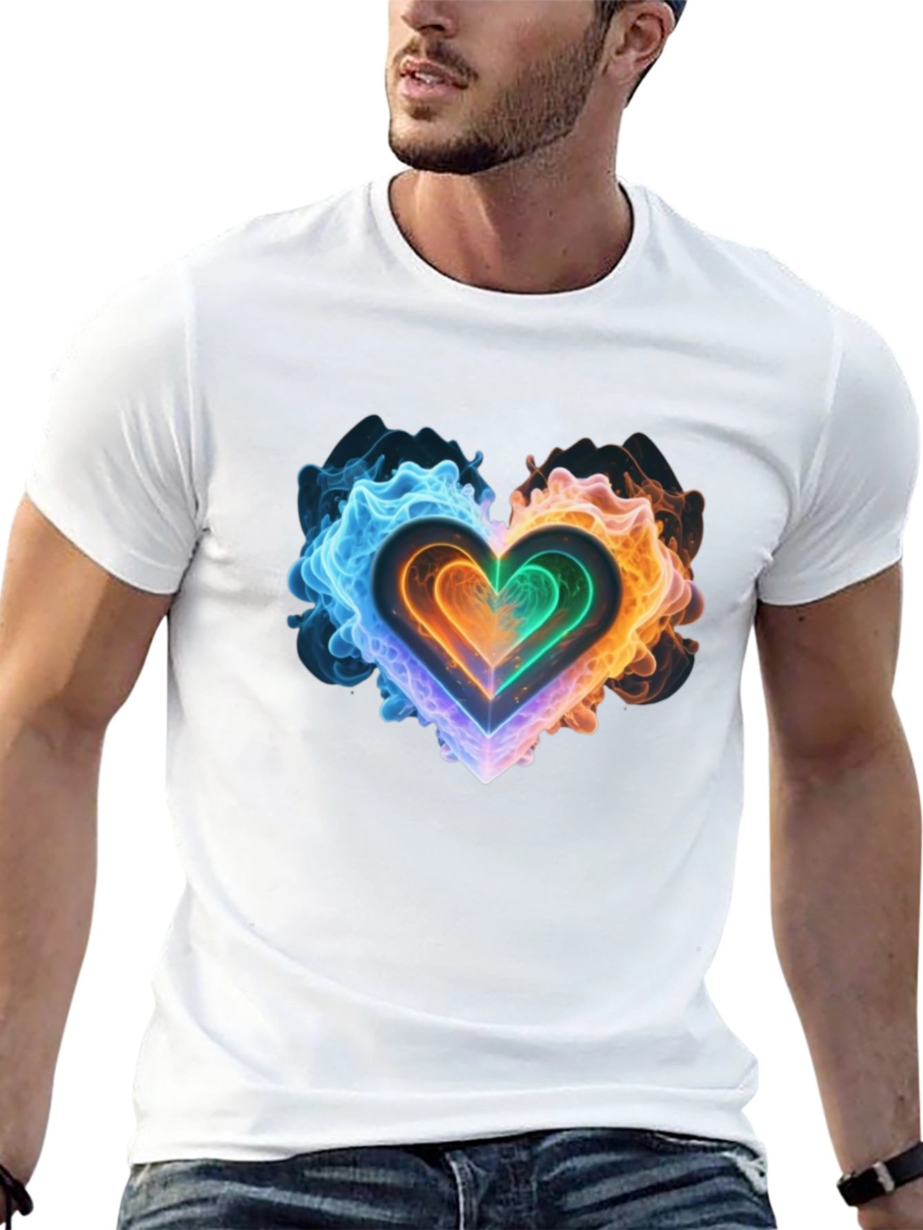 Fiery Heart Graphic Black T-Shirt