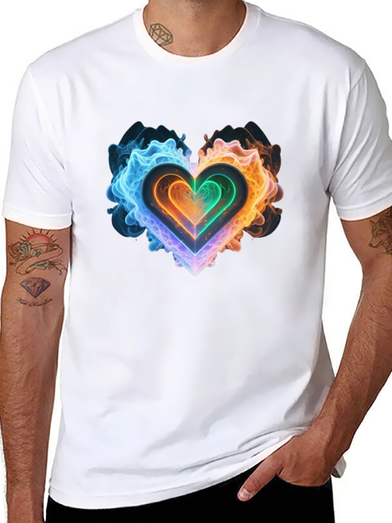 Fiery Heart Graphic Black T-Shirt