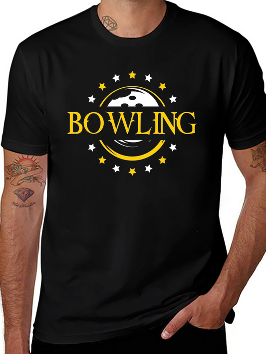 Bowling T-Shirt with Ball and Stars Design