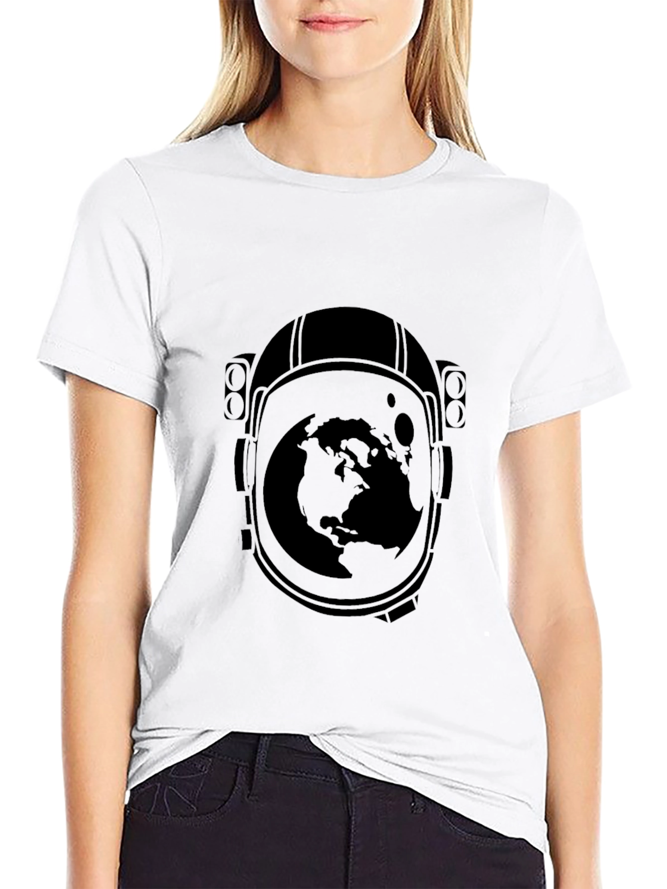 Astronaut Helmet Earth Graphic T-Shirt
