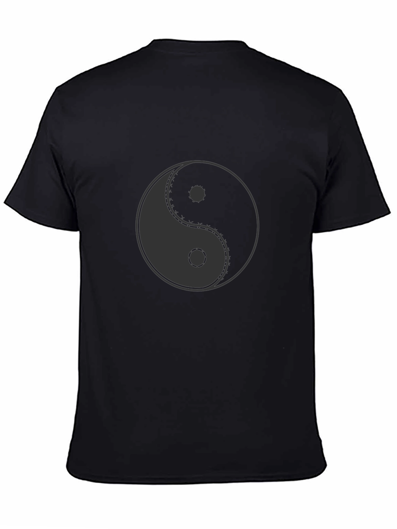 Yin Yang Symbol Graphic Print Black T-Shirt