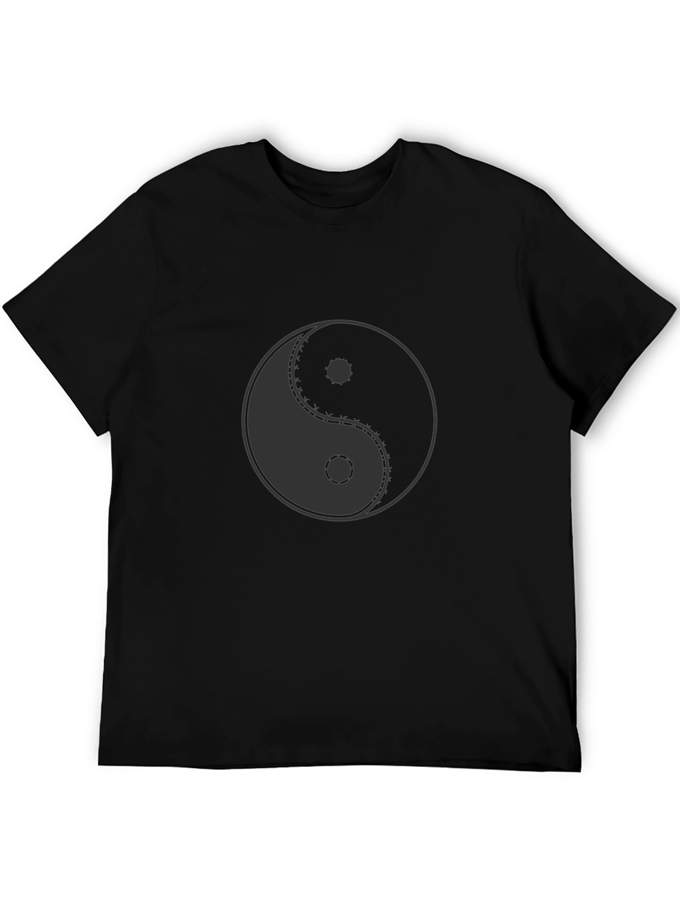 Yin Yang Symbol Graphic Print Black T-Shirt