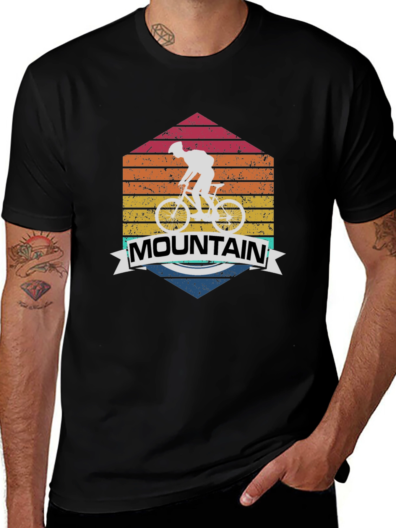 Mountain Biker Graphic Tee - Retro Design