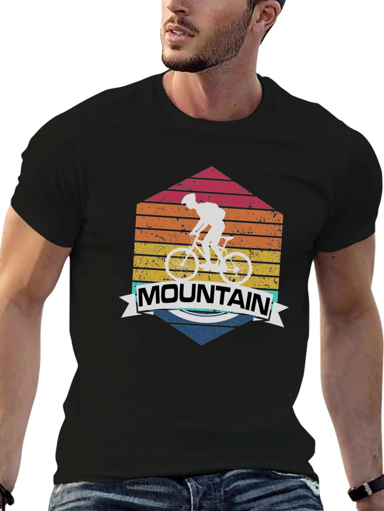 Mountain Biker Graphic Tee - Retro Design