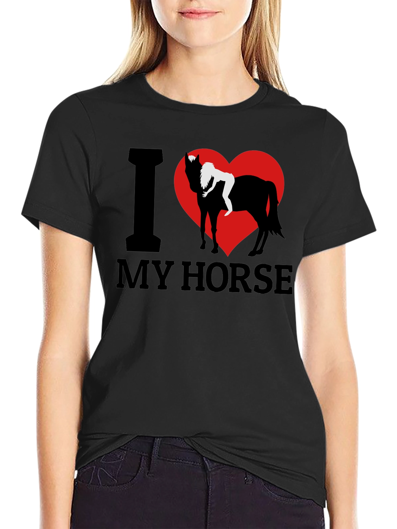 I Love My Horse Graphic Tee - Black