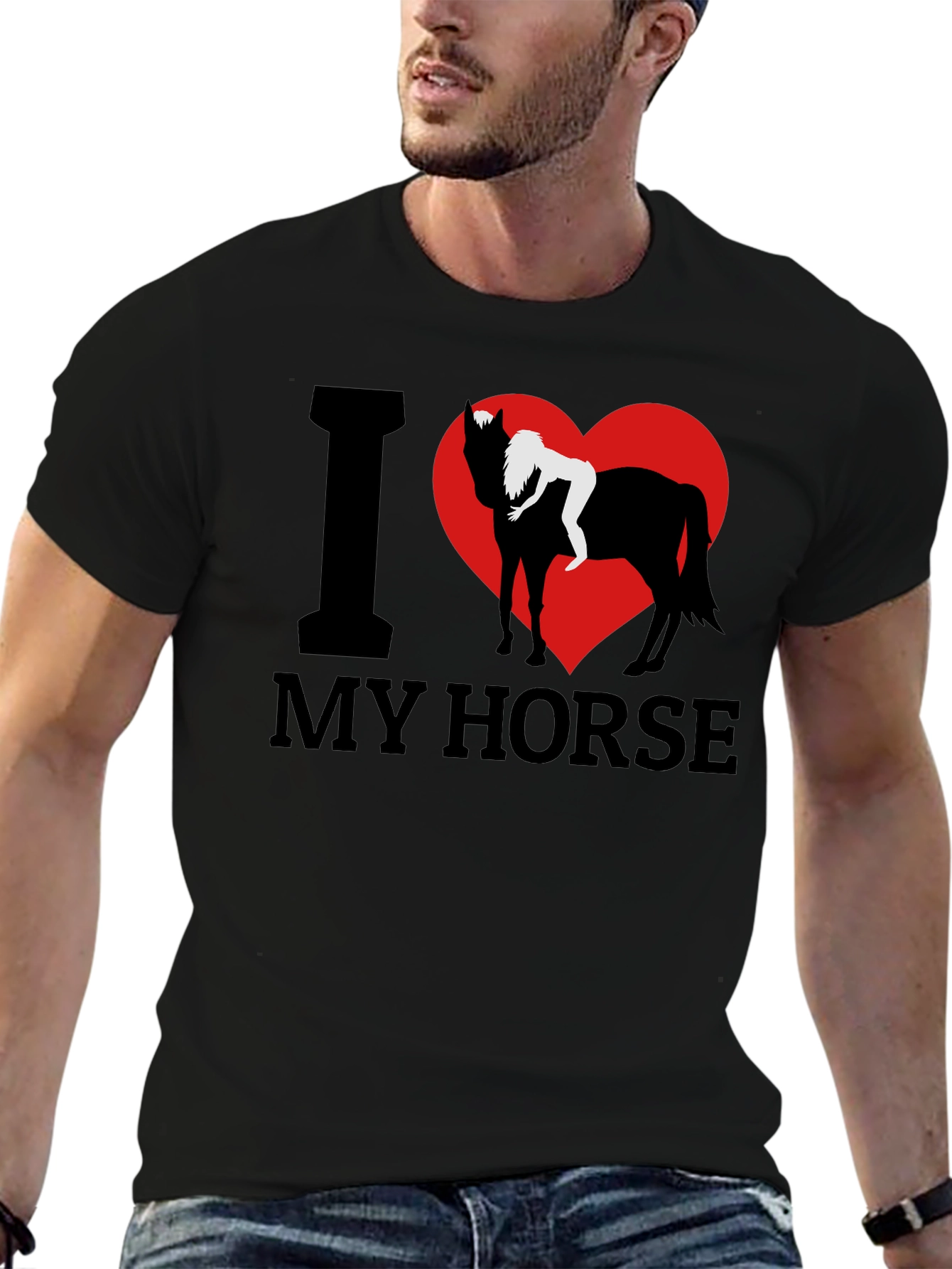 I Love My Horse Graphic Tee - Black