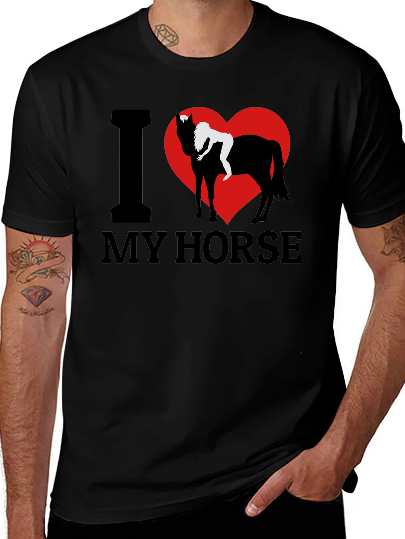 I Love My Horse Graphic Tee - Black