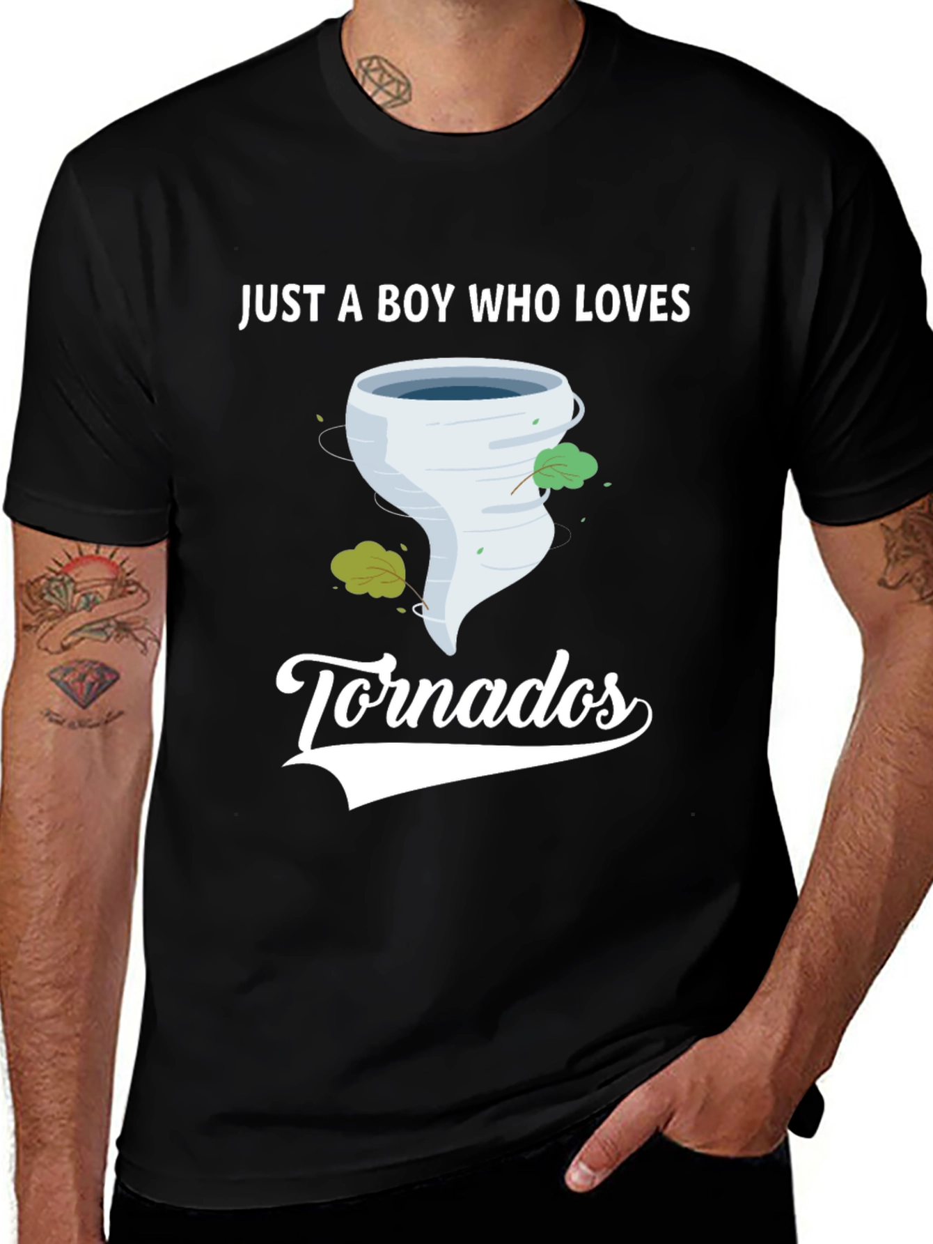 Boy Who Loves Tornadoes Black Graphic T-Shirt