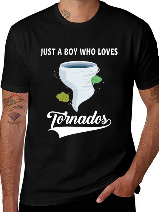 Boy Who Loves Tornadoes Black Graphic T-Shirt