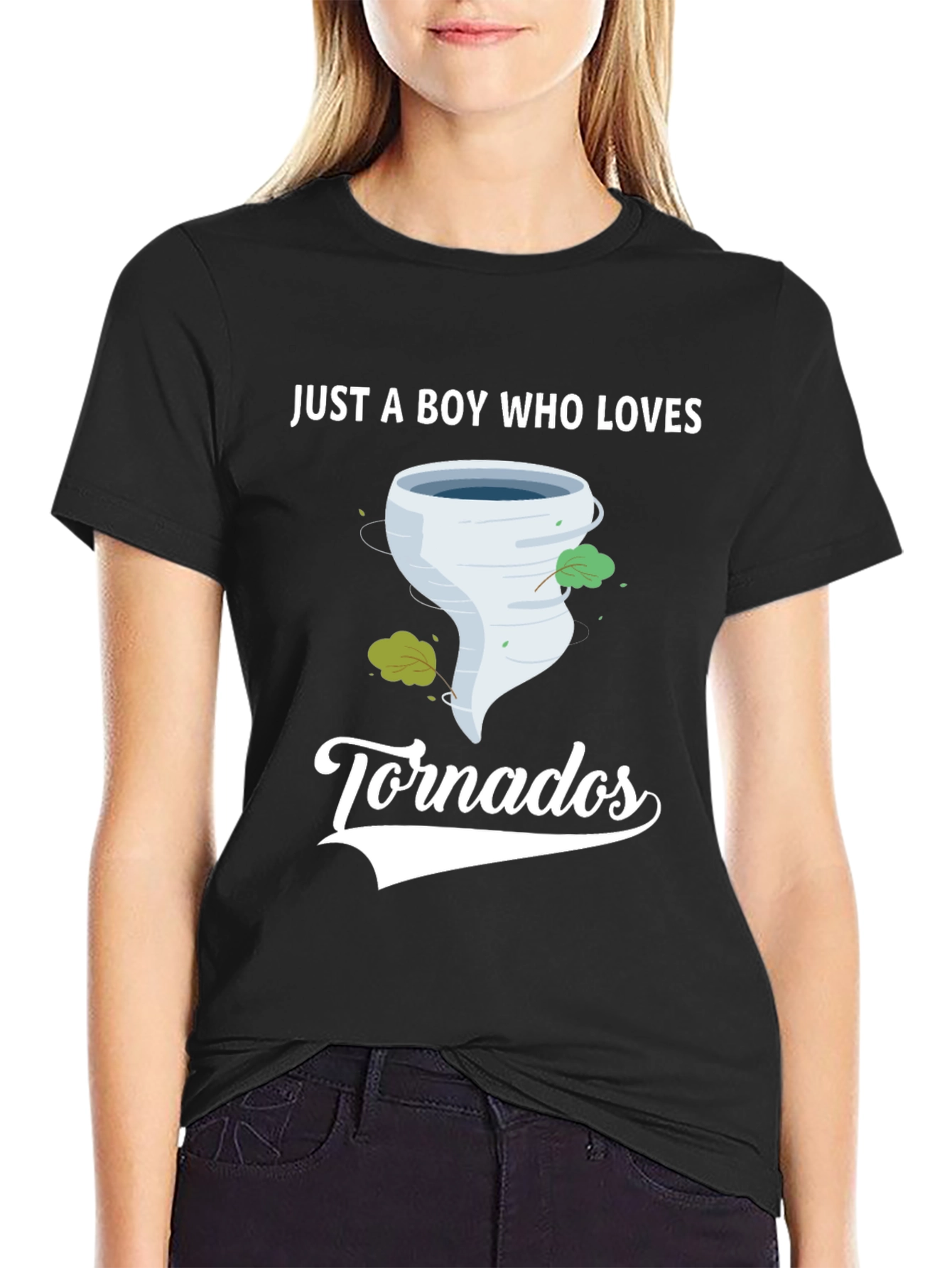 Boy Who Loves Tornadoes Black Graphic T-Shirt