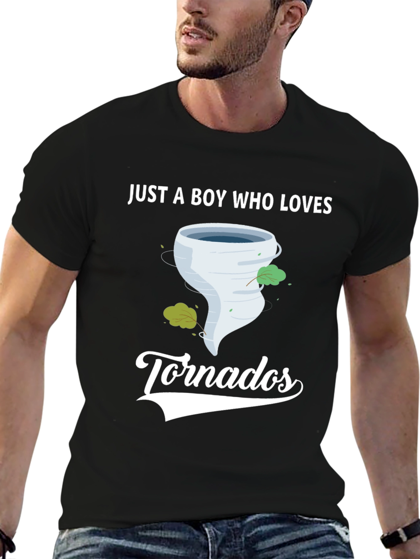 Boy Who Loves Tornadoes Black Graphic T-Shirt