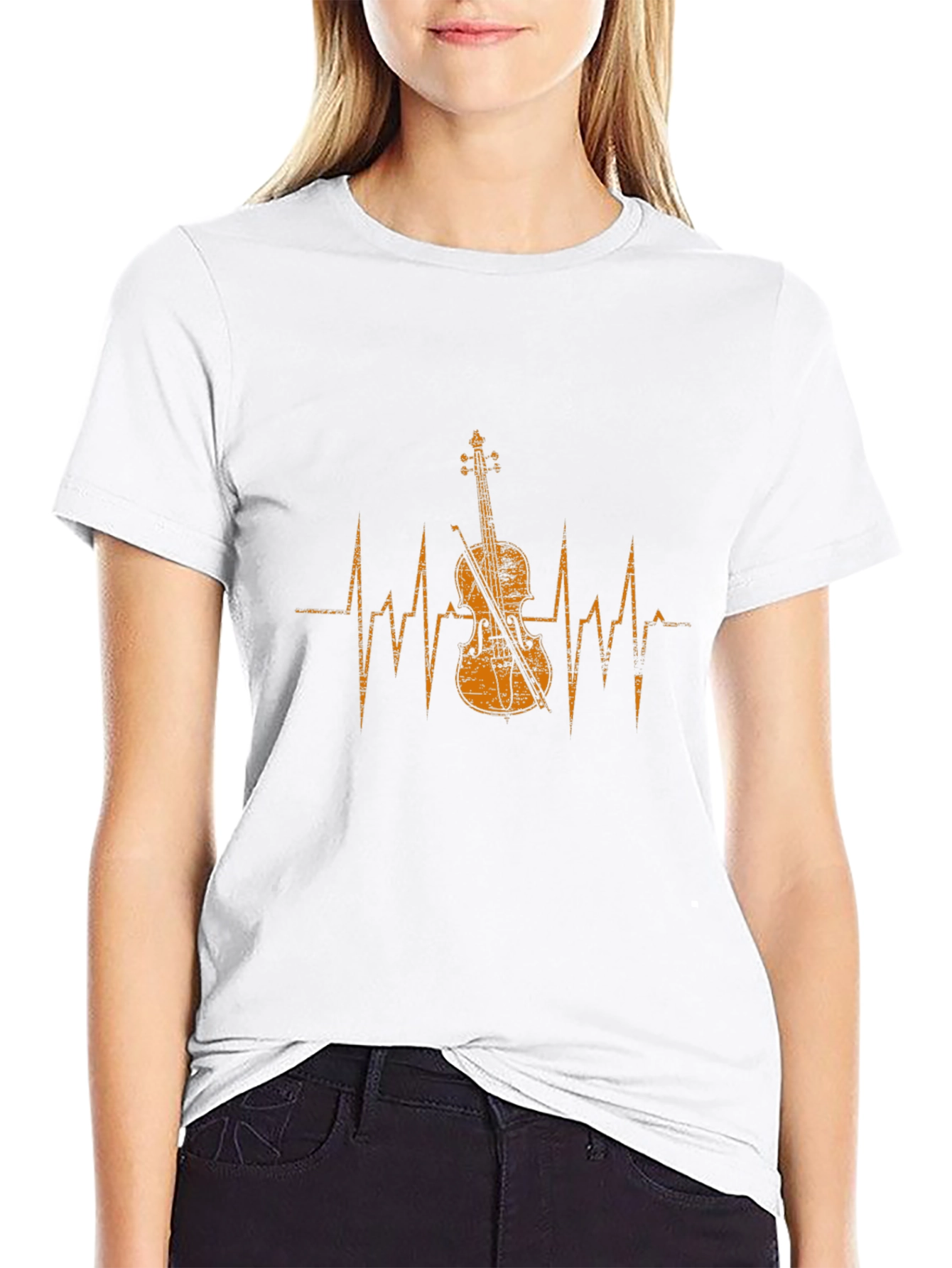 Violin Heartbeat Graphic Tee - Music Lovers T-Shirt