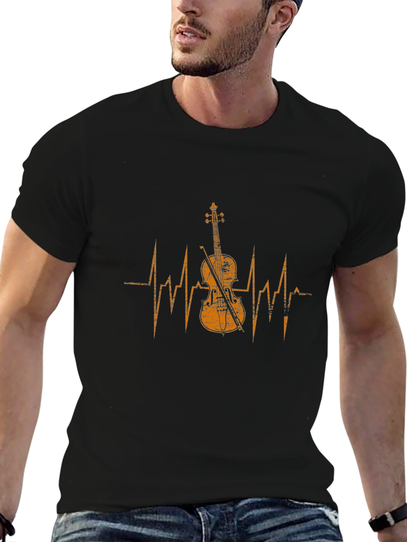 Violin Heartbeat Graphic Tee - Music Lovers T-Shirt