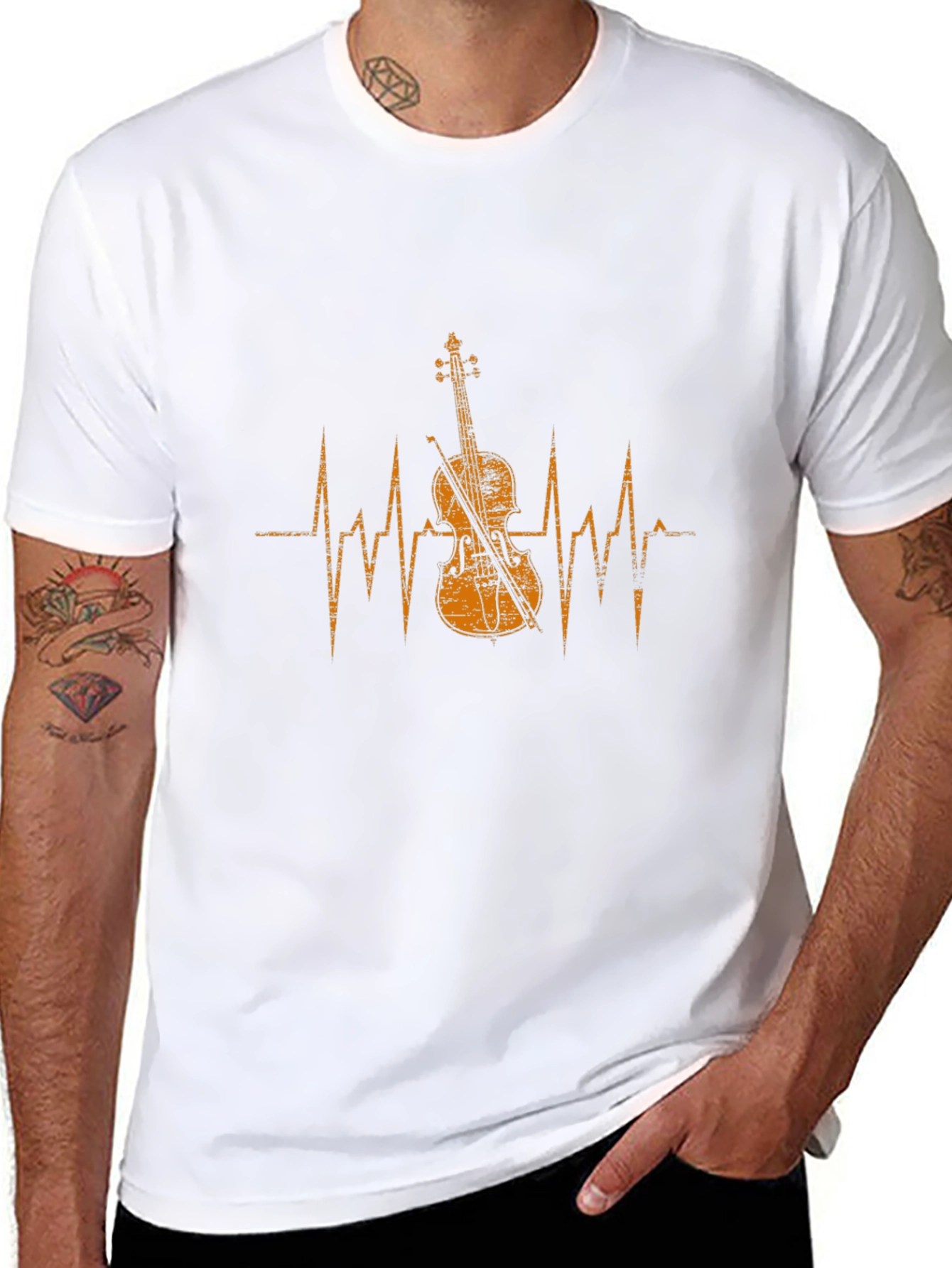Violin Heartbeat Graphic Tee - Music Lovers T-Shirt