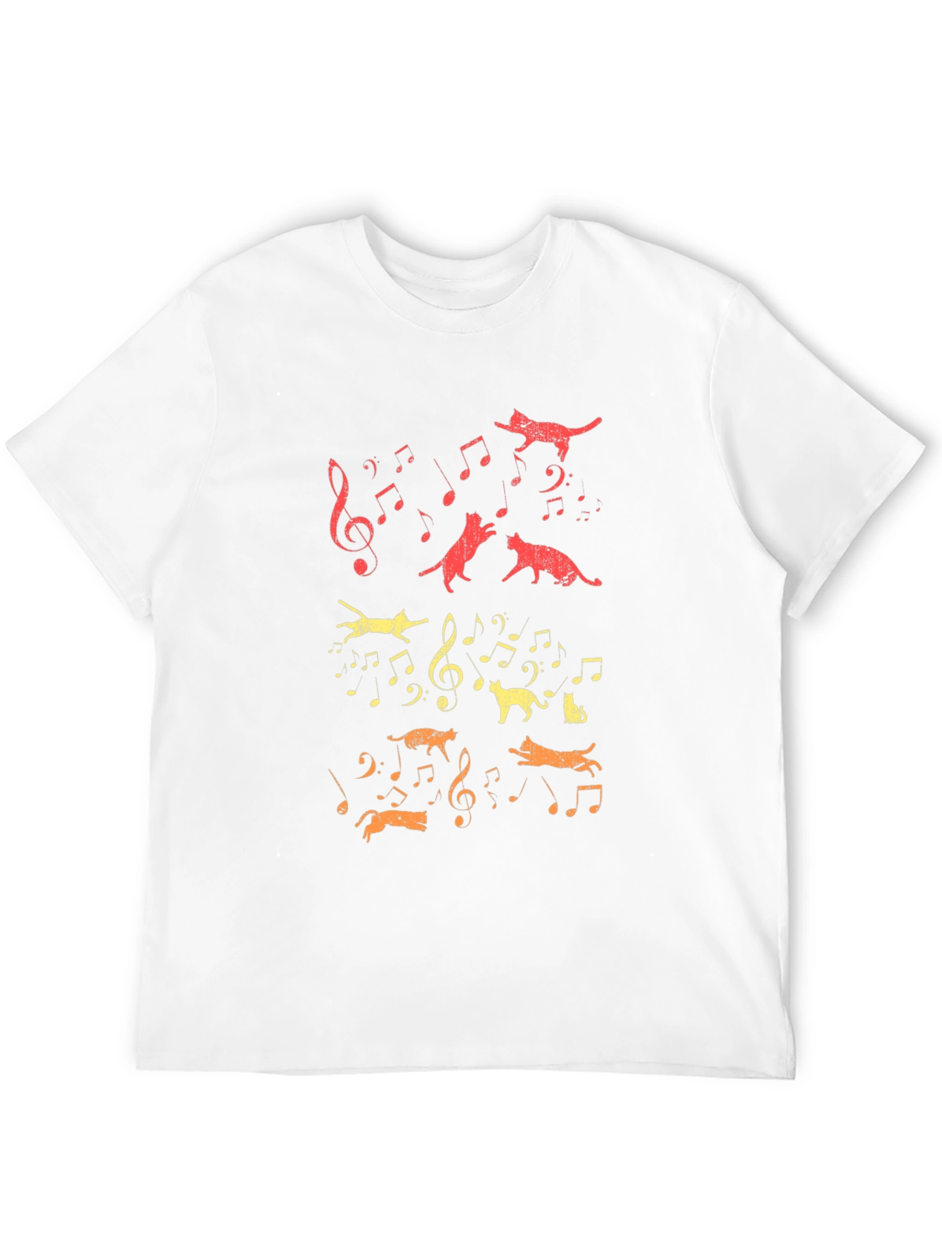 Cats & Music Notes Graphic T-Shirt