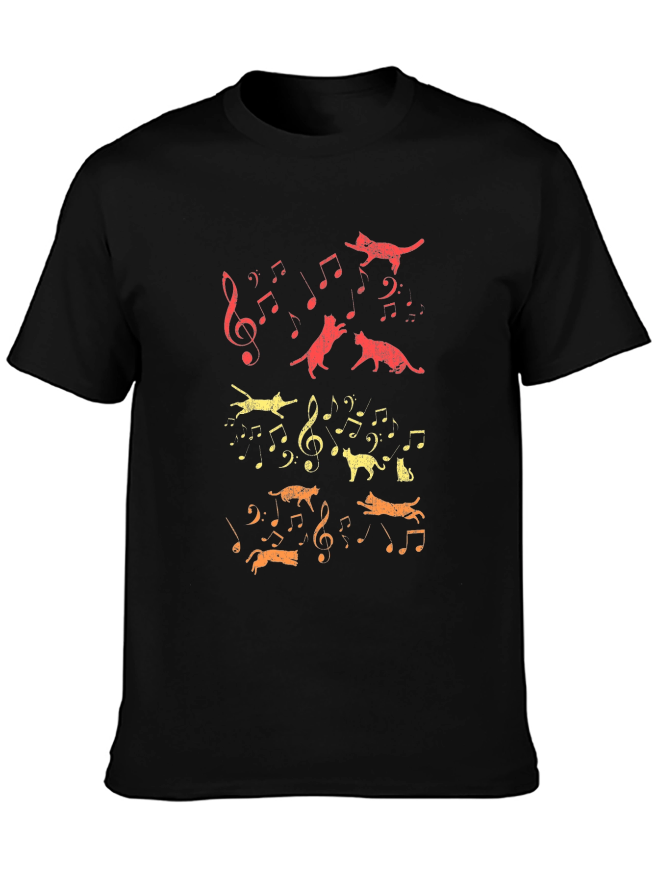 Cats & Music Notes Graphic T-Shirt