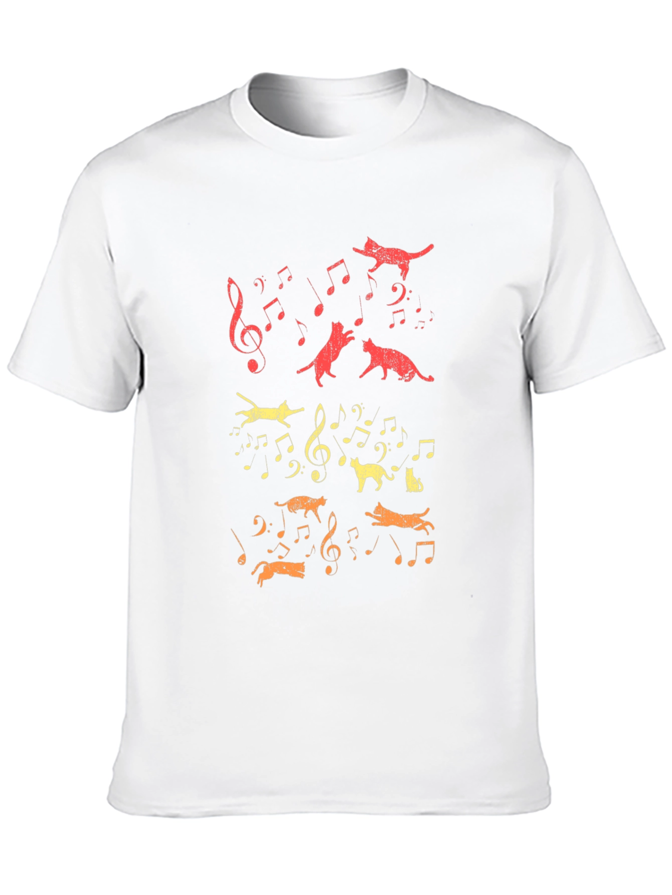 Cats & Music Notes Graphic T-Shirt