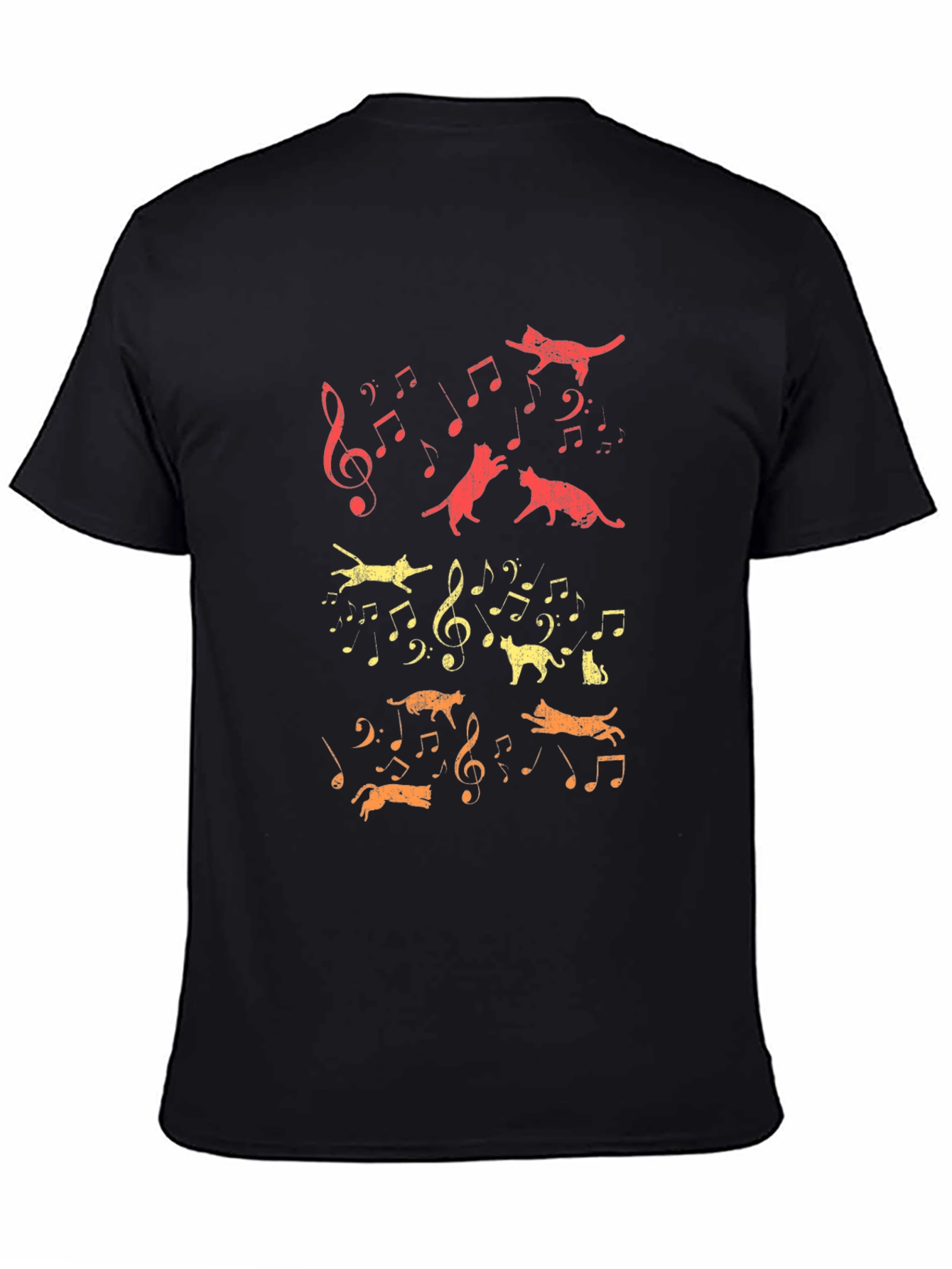 Cats & Music Notes Graphic T-Shirt