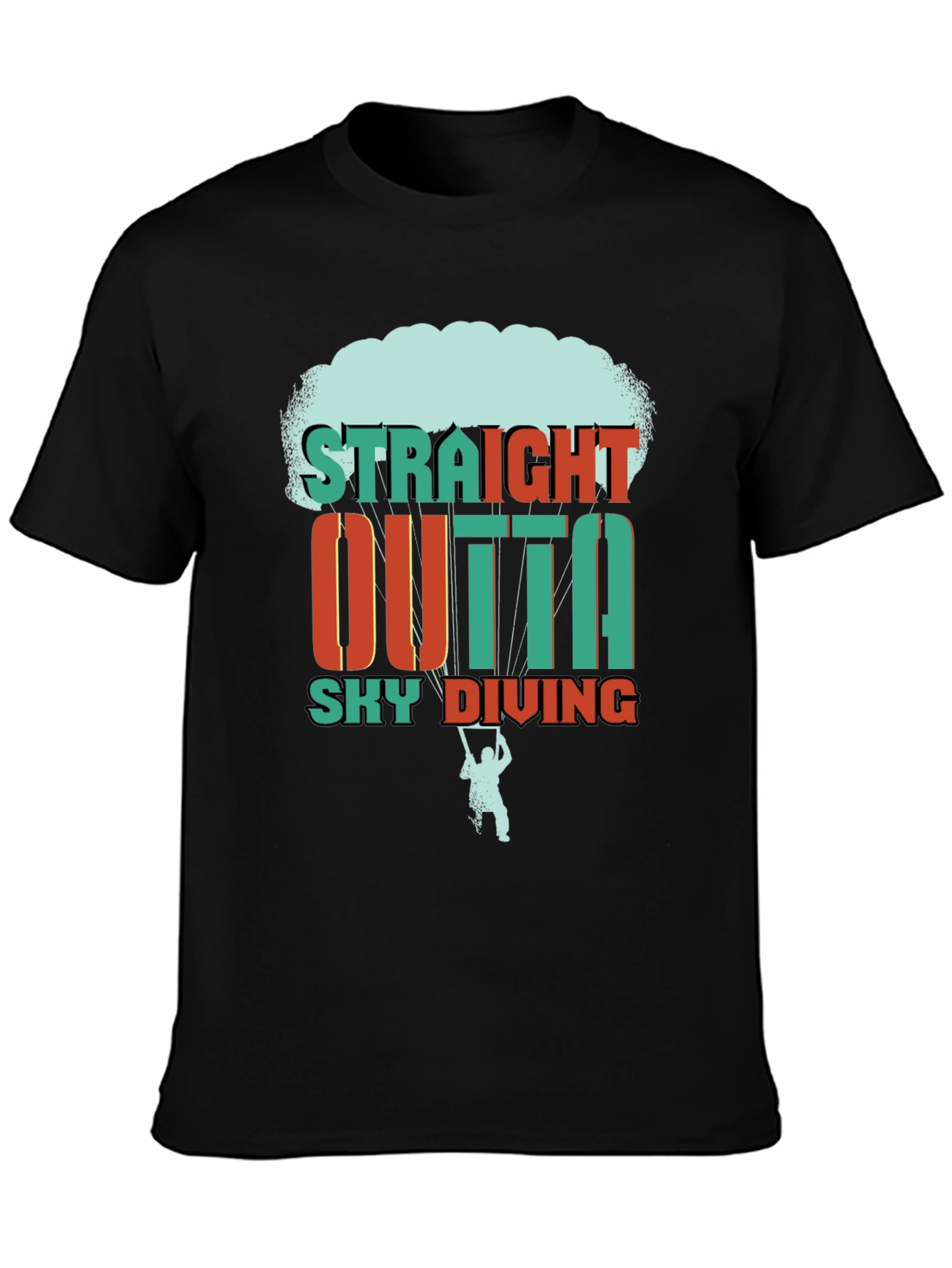 Straight Outta Sky Diving Black Graphic T-Shirt