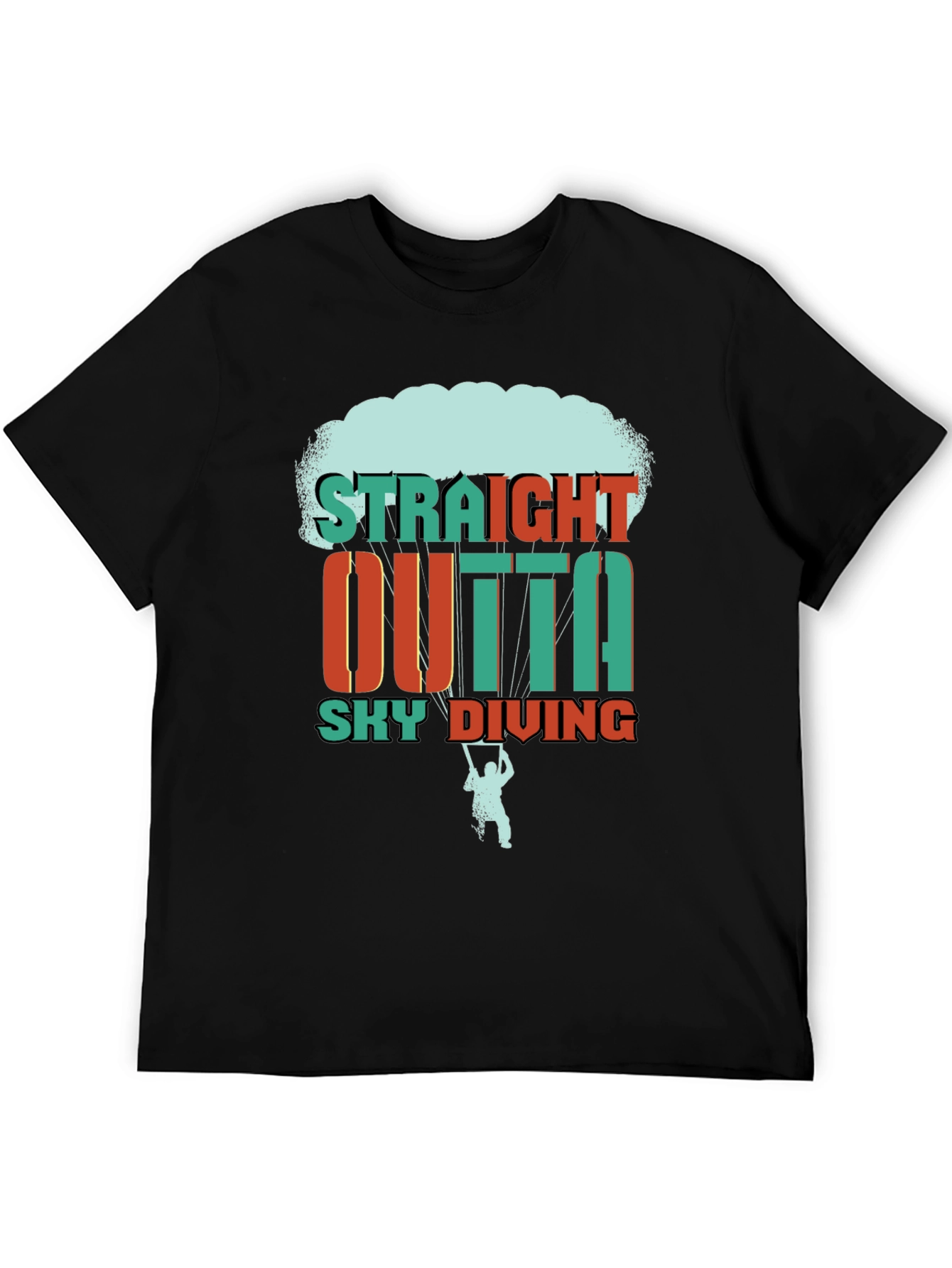 Straight Outta Sky Diving Black Graphic T-Shirt