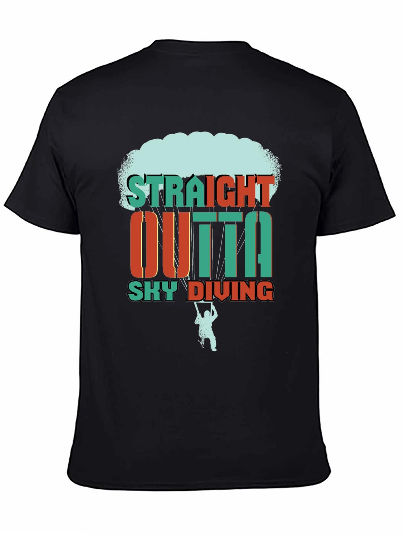 Straight Outta Sky Diving Black Graphic T-Shirt