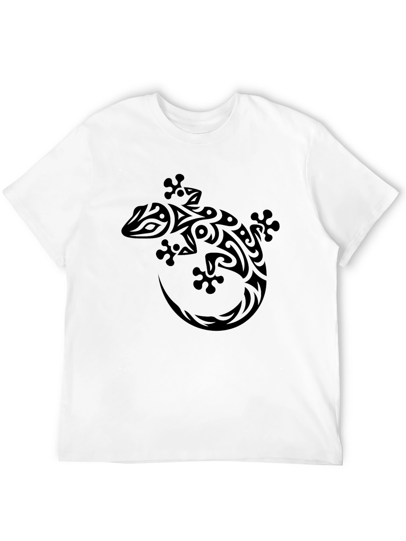 Tribal Gecko Graphic Print Black T-Shirt