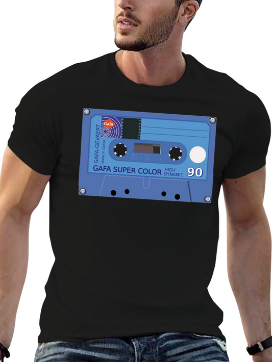 Retro Gafa Super Color 90 Cassette Tape Black T-Shirt