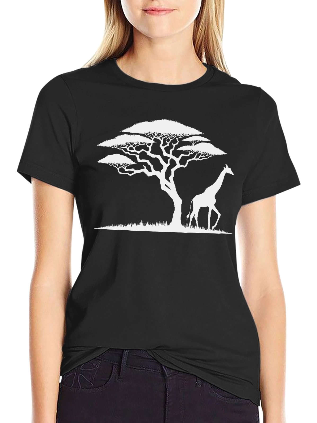 Savanna Silhouette Tee - Tree and Giraffe Design