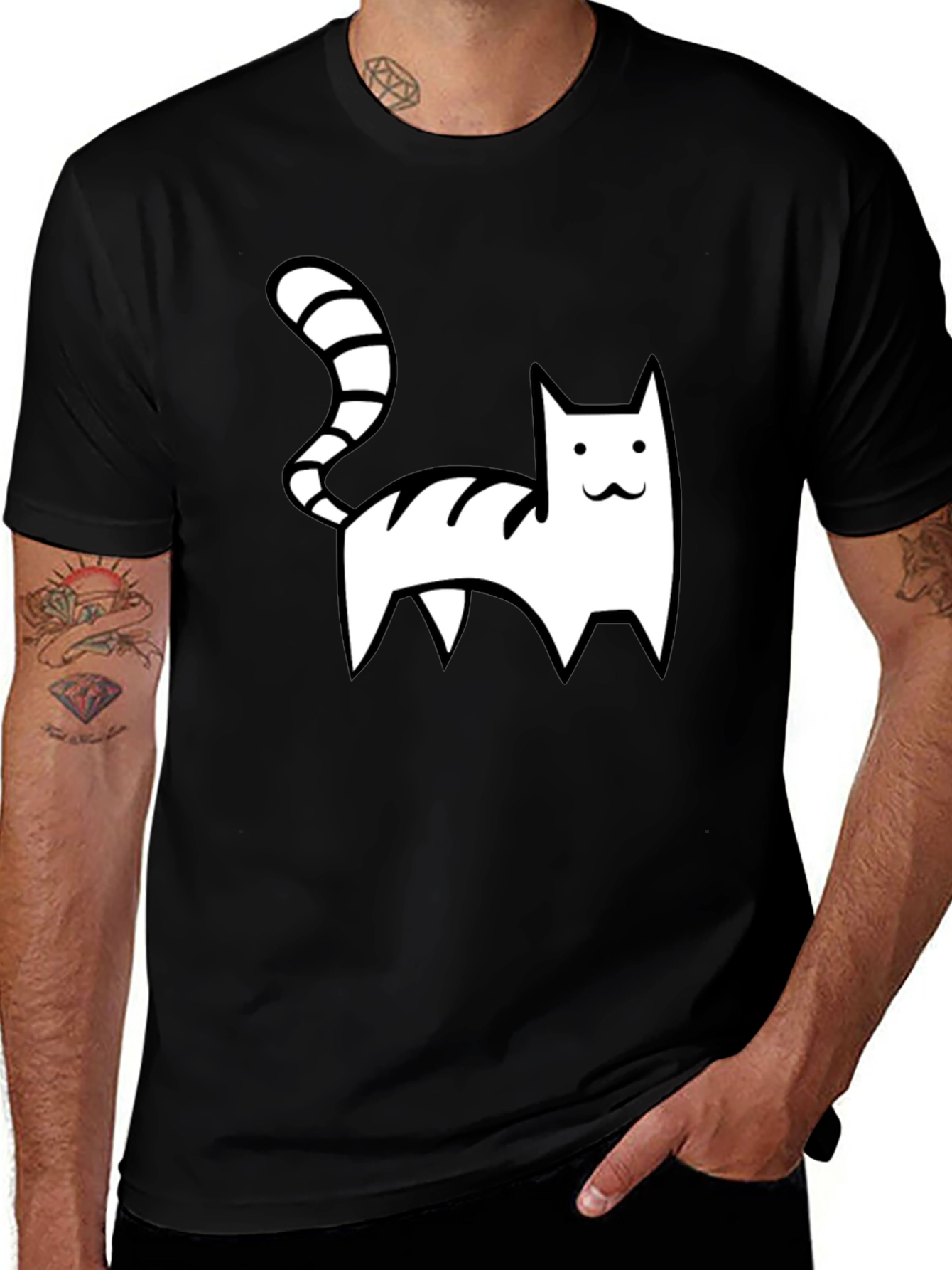 Cool Cat Graphic Tee - Black Casual Shirt