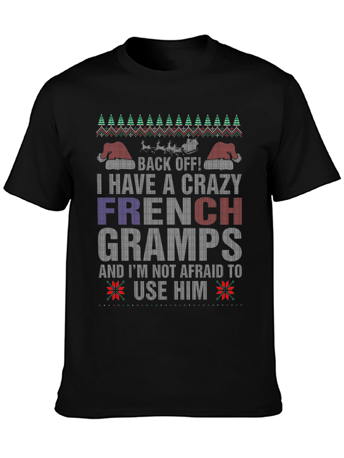 Crazy French Gramps Christmas T-Shirt