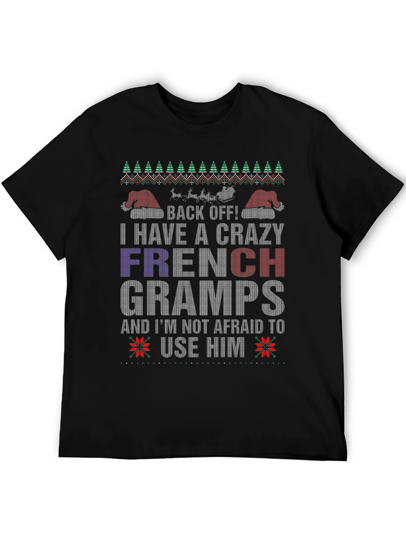 Crazy French Gramps Christmas T-Shirt
