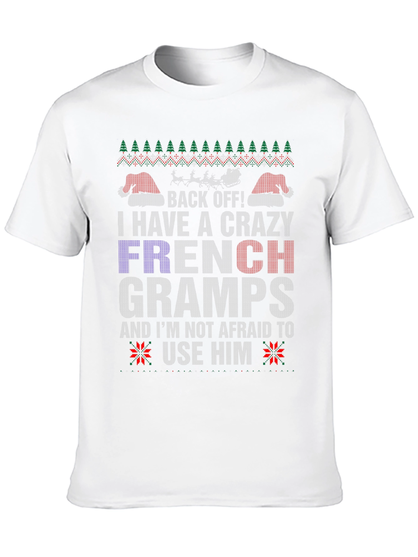 Crazy French Gramps Christmas T-Shirt