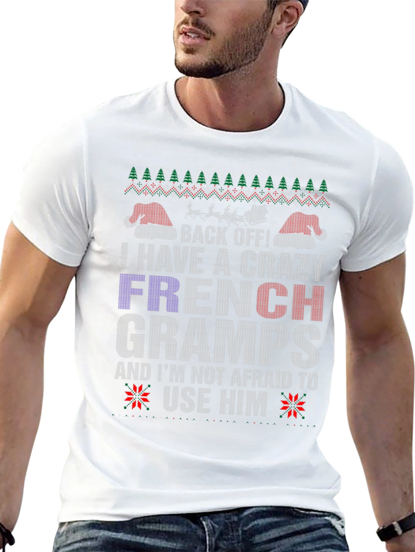 Crazy French Gramps Christmas T-Shirt