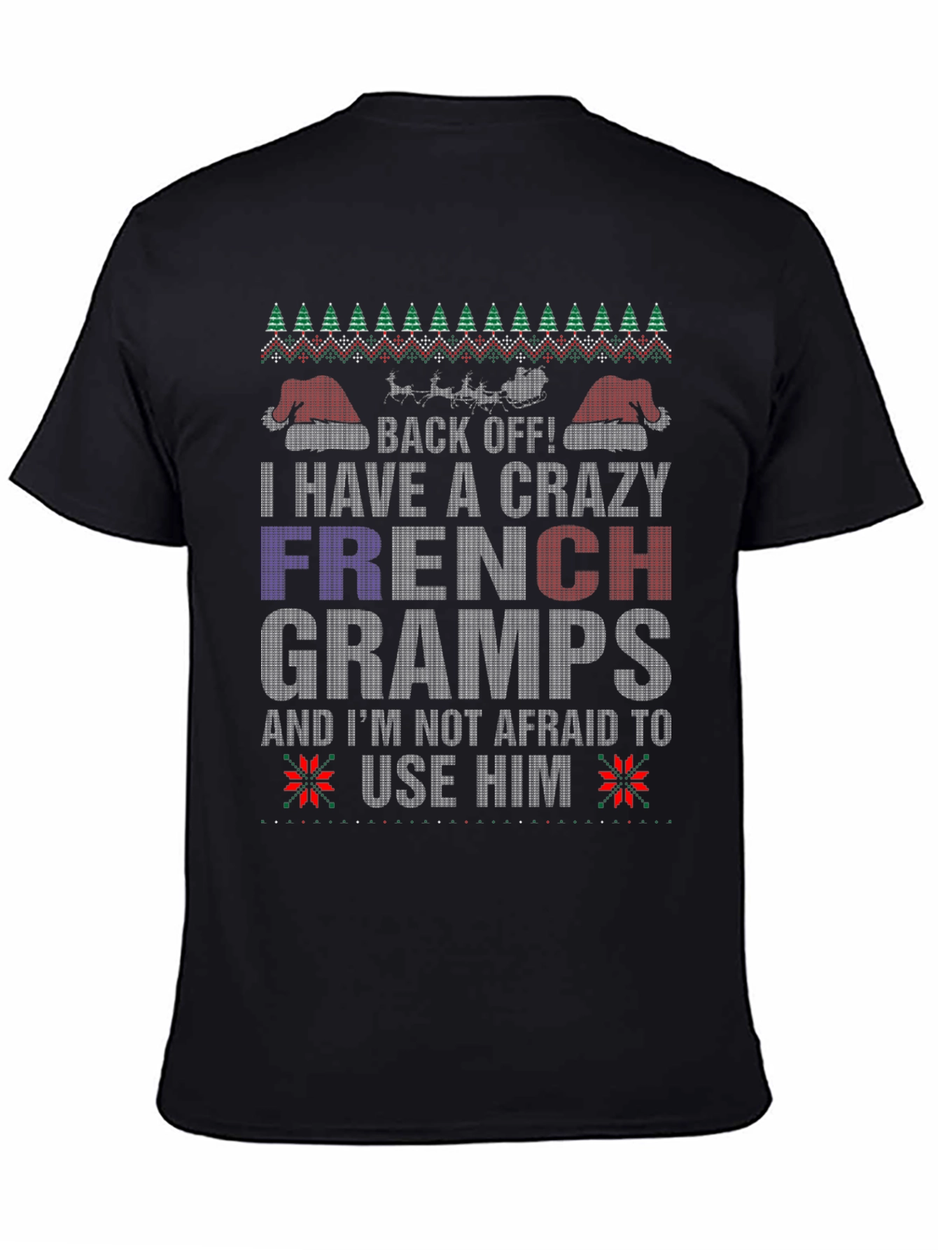 Crazy French Gramps Christmas T-Shirt
