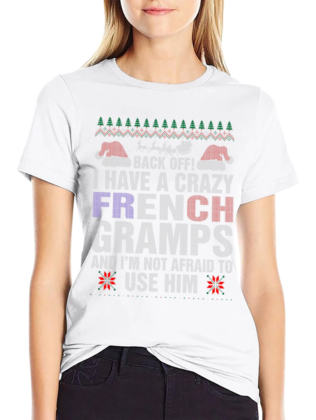 Crazy French Gramps Christmas T-Shirt
