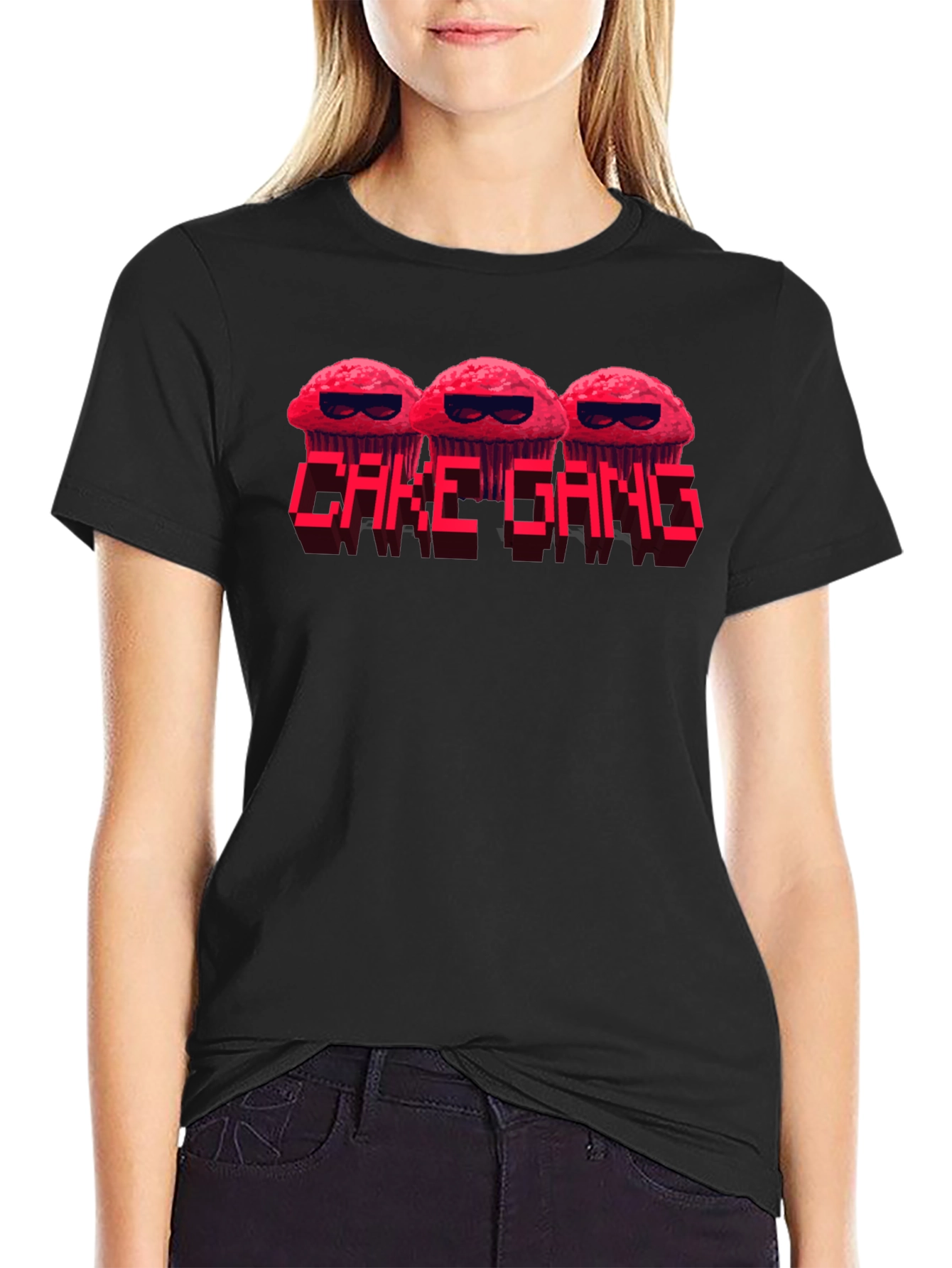 Cake Gang Graphic T-Shirt - Black Crew Neck Tee