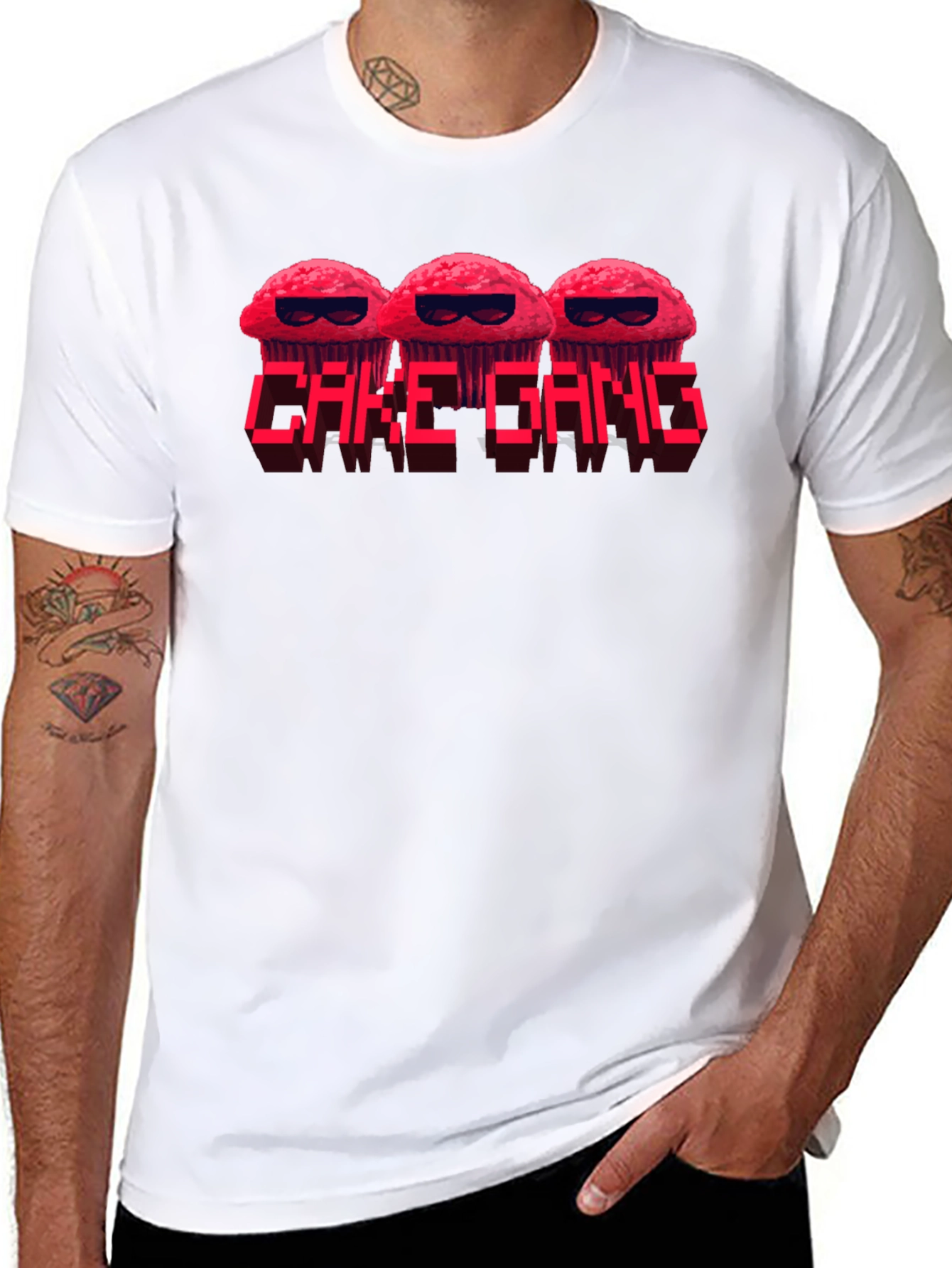 Cake Gang Graphic T-Shirt - Black Crew Neck Tee
