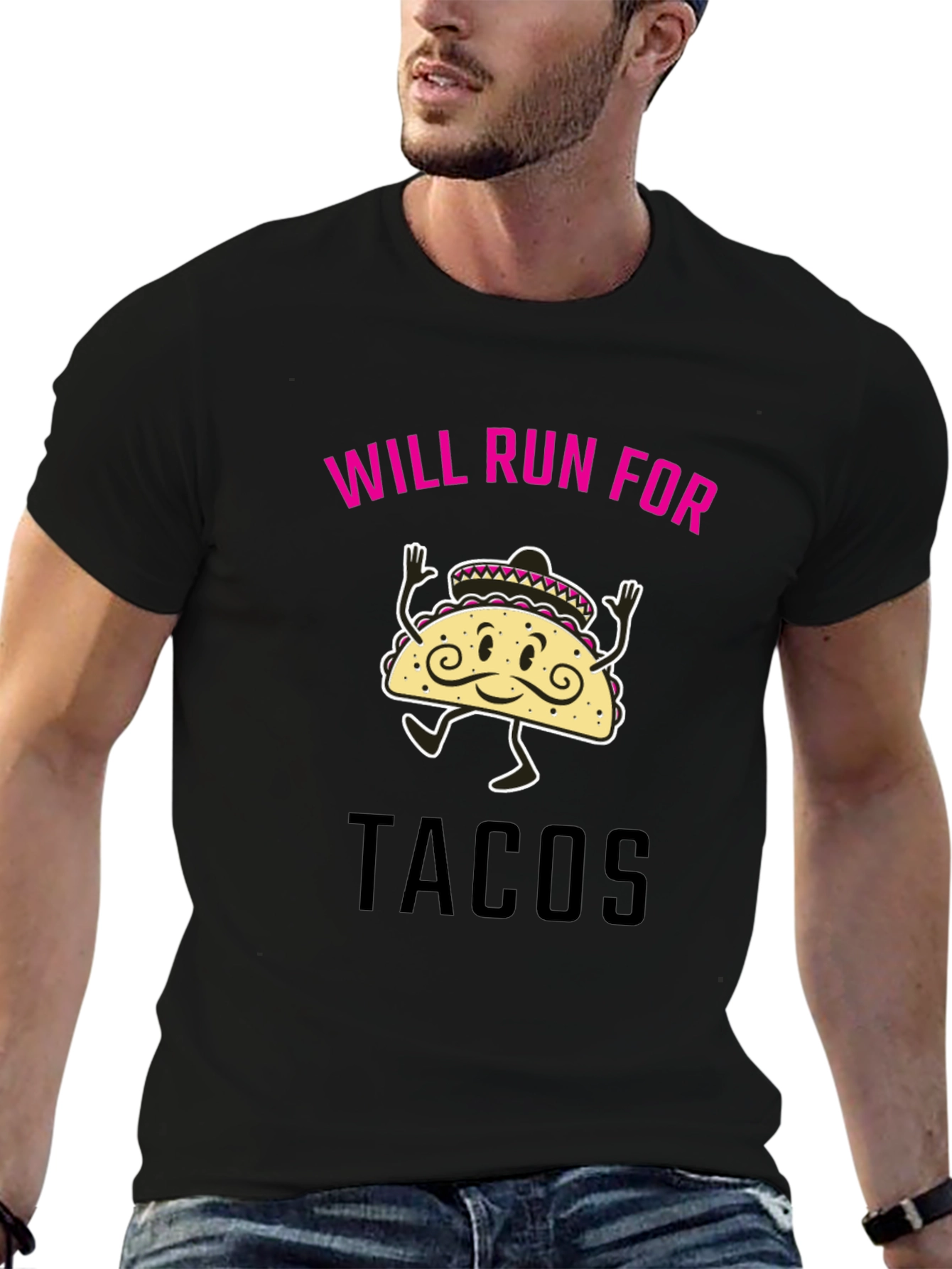 Will Run for Tacos Funny Graphic Tee