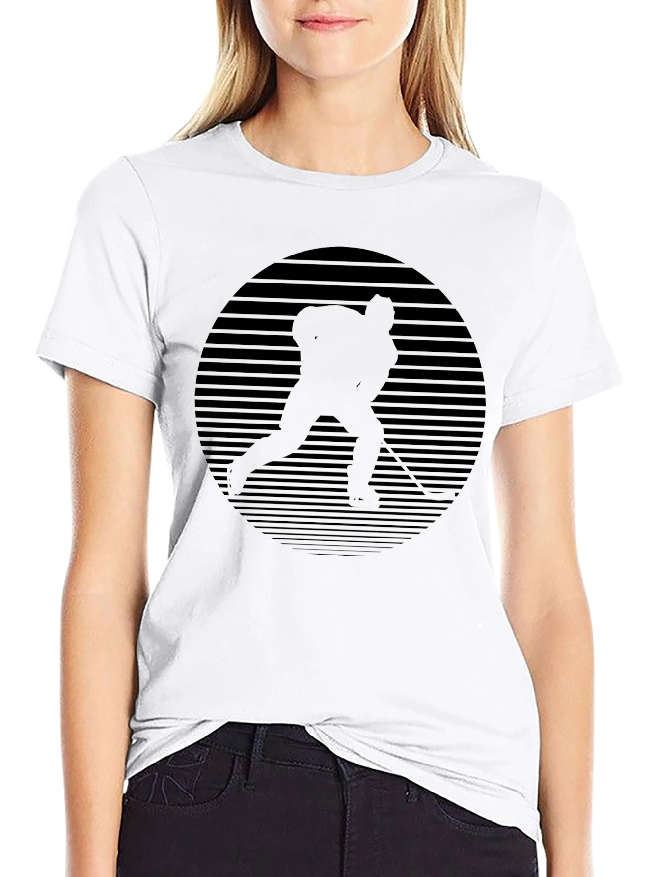 Hockey Player Graphic T-Shirt - Black