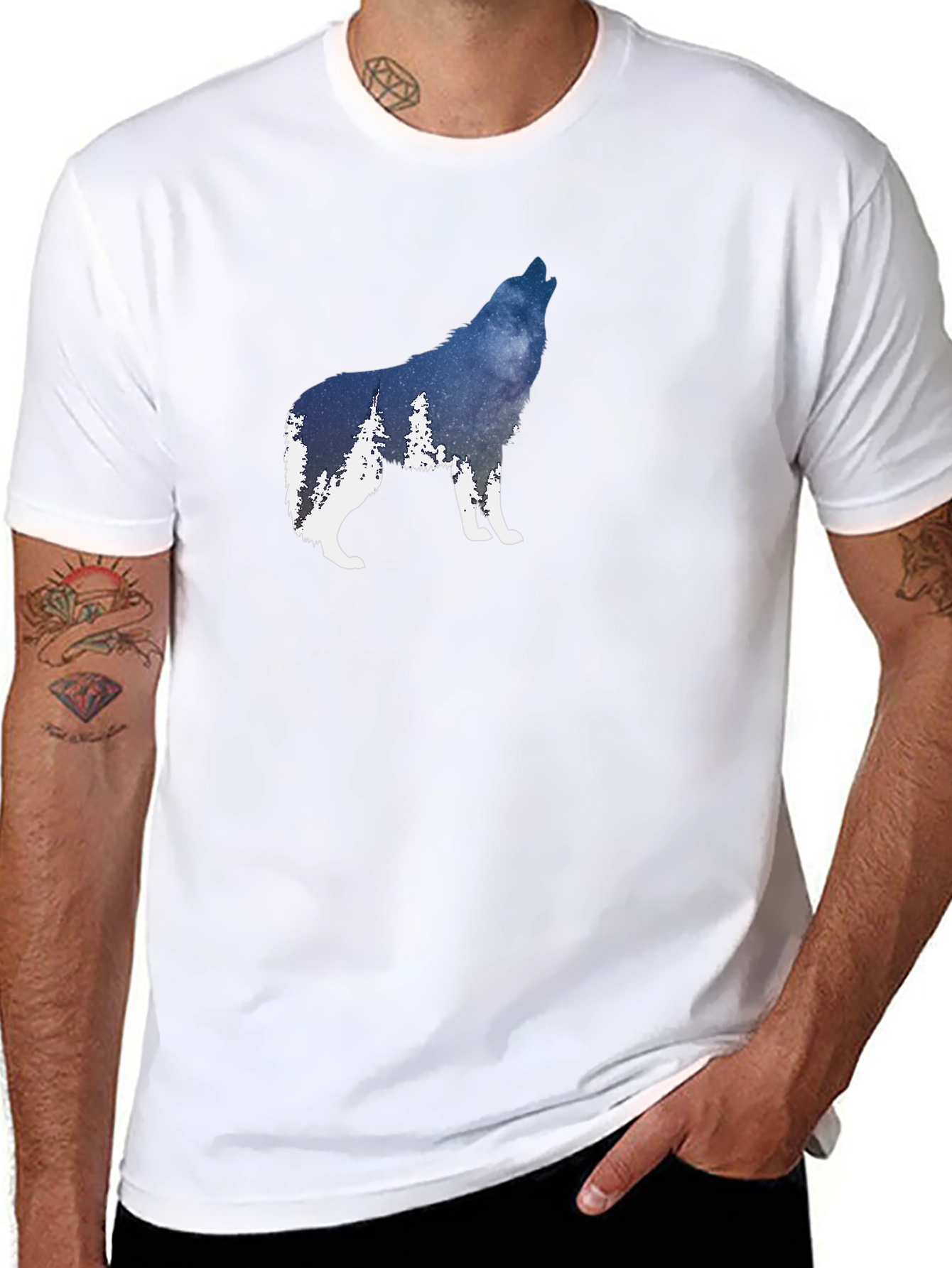 Wolf Silhouette Graphic T-Shirt - Mens Black Tee