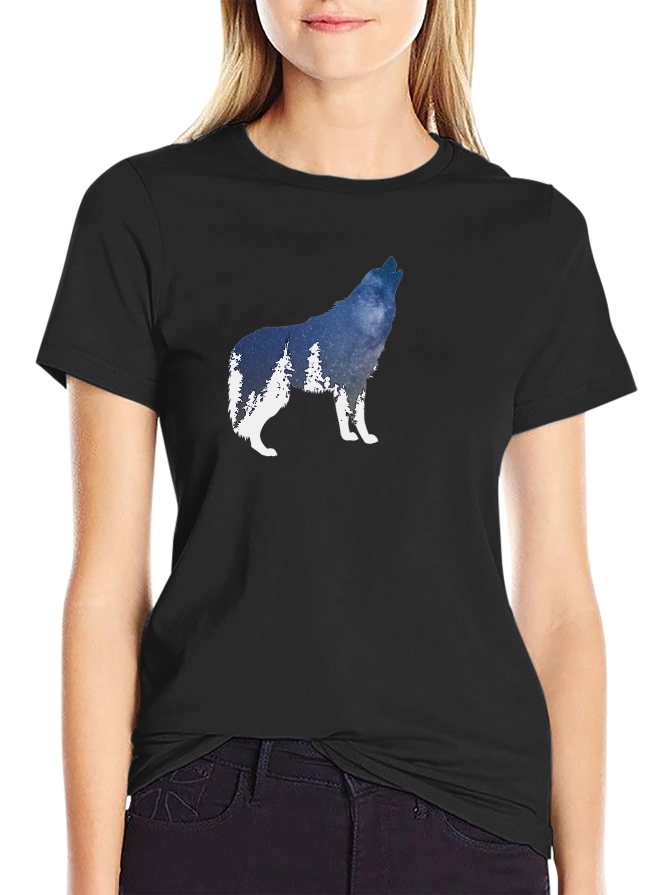 Wolf Silhouette Graphic T-Shirt - Mens Black Tee