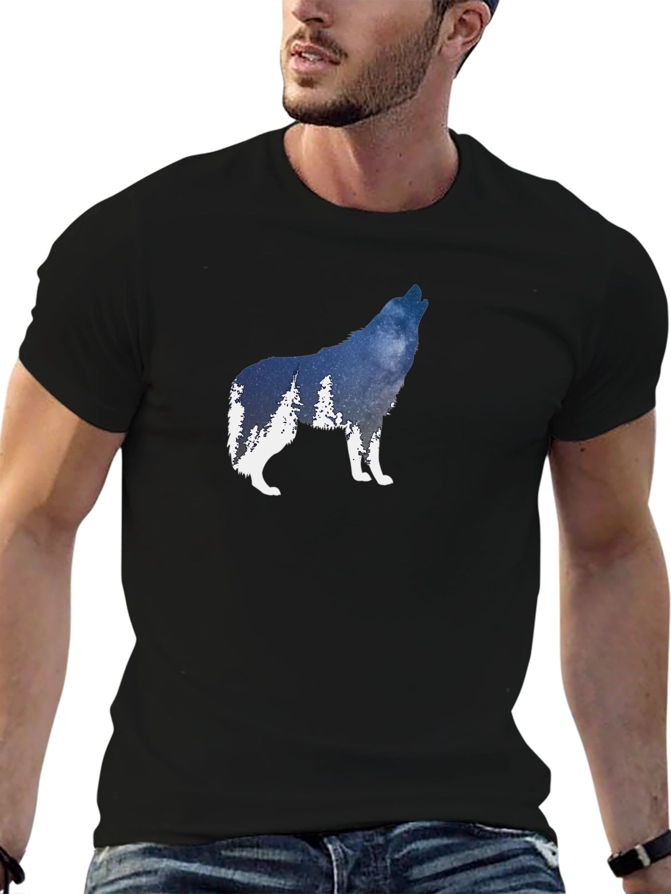 Wolf Silhouette Graphic T-Shirt - Mens Black Tee