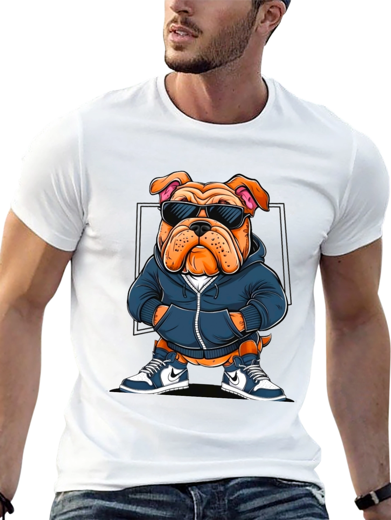Cool Bulldog Graphic Tee - Trendy Canine Style