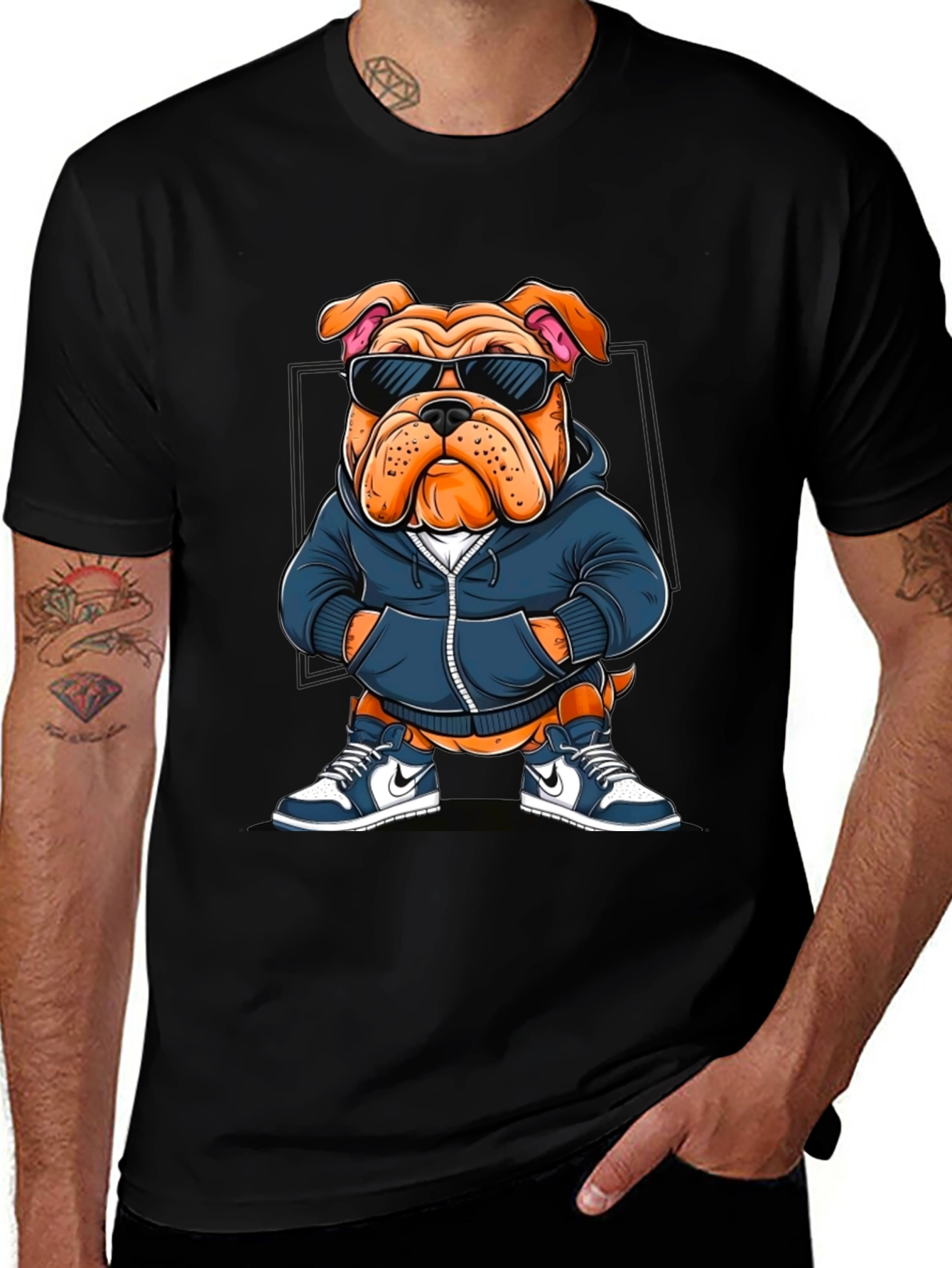 Cool Bulldog Graphic Tee - Trendy Canine Style