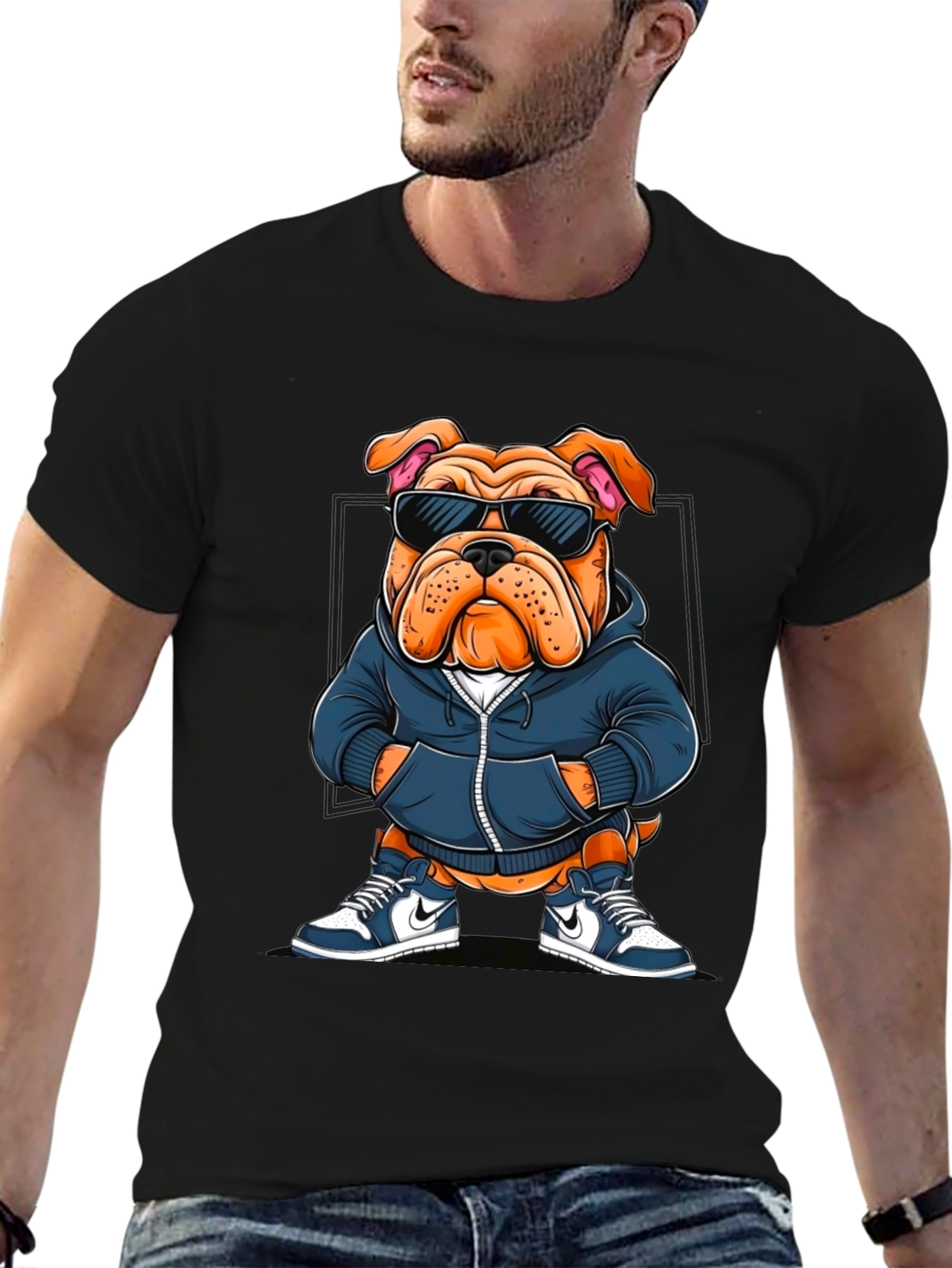 Cool Bulldog Graphic Tee - Trendy Canine Style