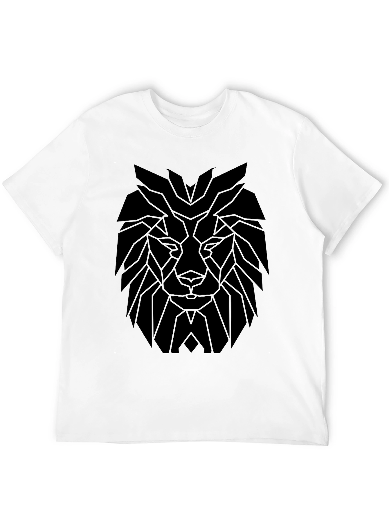 Geometric Lion Graphic Tee - Modern Black T-Shirt