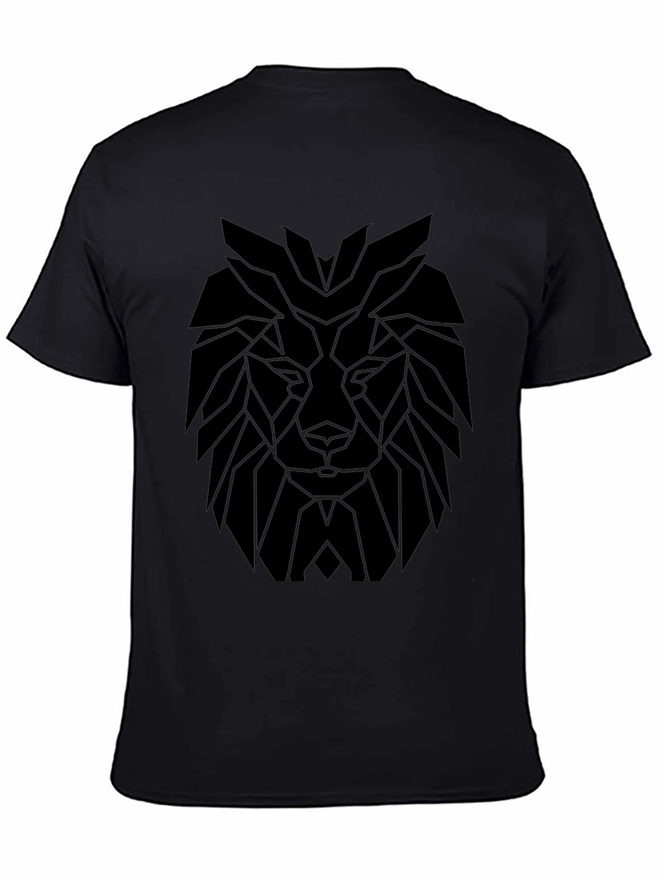 Geometric Lion Graphic Tee - Modern Black T-Shirt