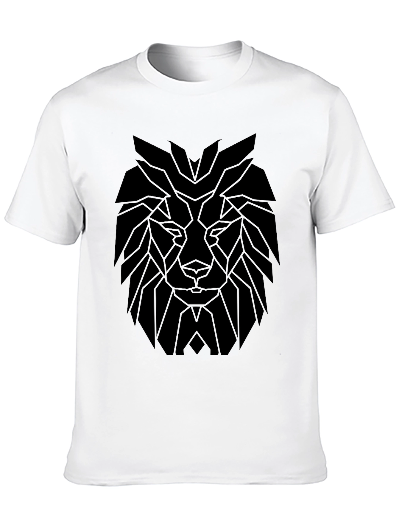Geometric Lion Graphic Tee - Modern Black T-Shirt
