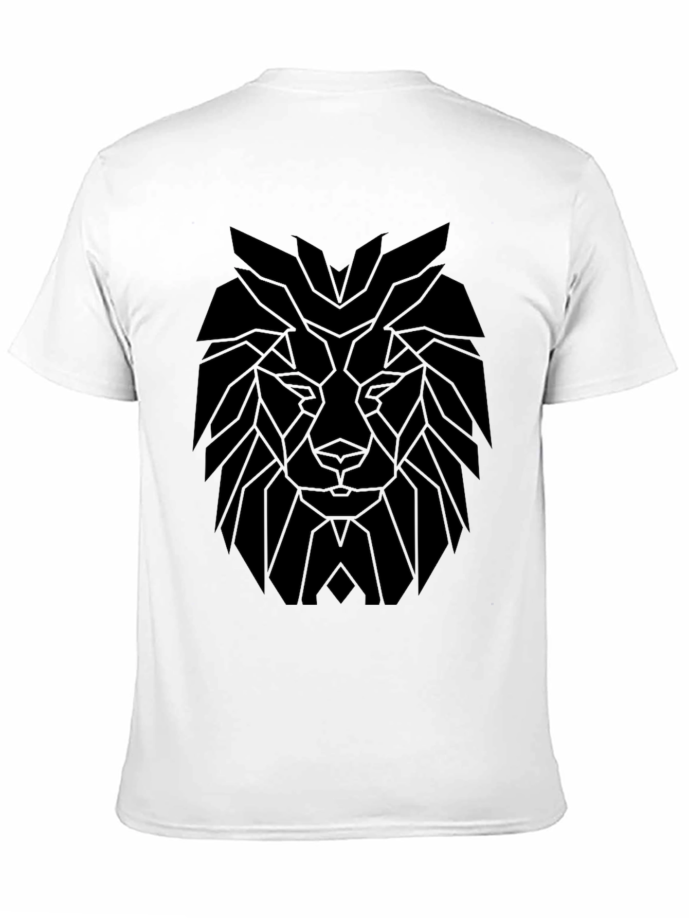 Geometric Lion Graphic Tee - Modern Black T-Shirt